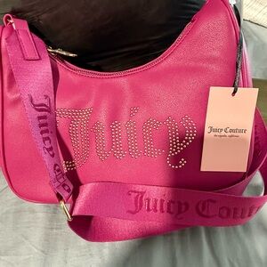 Juicy Couture Fuchsia Shoulder Bag with Rhinestone Logo